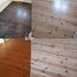 Renowacja podłogi z desek sosnowych.