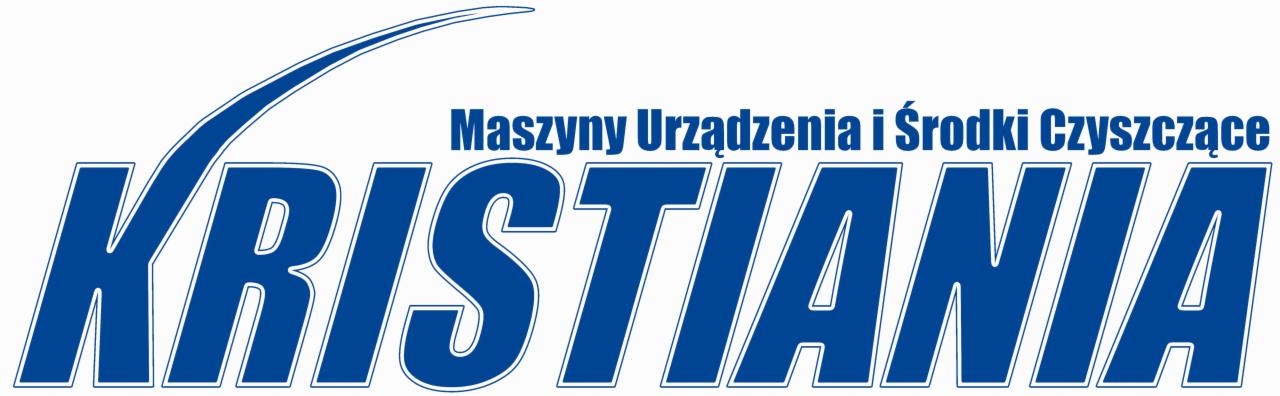Logo firmy Kristania, oferującej maszyny, urządzenia i środki czyszczące, w kolorze niebieskim na białym tle.
