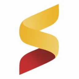 Stylizowana litera S w formie wstęgi, gradient od żółtego do czerwonego na białym tle.