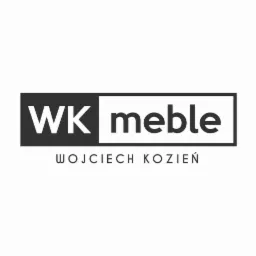 Logo firmy WK meble Wojciech Kozień z ciemnoszarym napisem na białym tle.