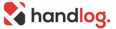 Logo firmy Handlog z czerwono-czarnym symbolem graficznym po lewej i nazwą firmy w kolorze czarnym z czerwonym fragmentem 'log.' po prawej stronie.