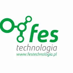 Zielone logo 'fes technologia' z adresem strony internetowej na białym tle.