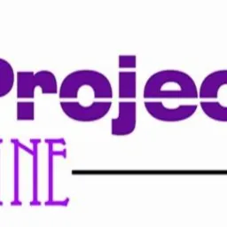 Purpurowy logotyp 'Project LINE' na białym tle, z poziomymi liniami i kwadratowym nawiasem podkreślającym nazwę firmy.