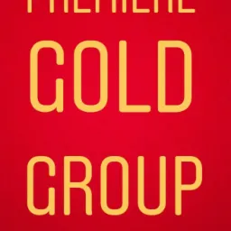 Czerwone tło z żółtym napisem Premiere Gold Group.
