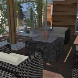 LISOVE OGRODY Ewa Lisowska-Kuryło - Wizualizacja projektu ogrodu - miejsce wypoczynkowe z paleniskiem