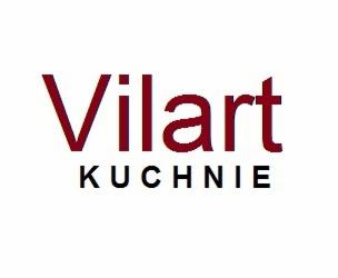 Logo firmy Vilart KUCHNIE w kolorze burgundowym na białym tle.