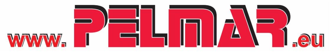 Czerwono-czarne logo firmy Pelmar z adresem strony internetowej www.pelmar.eu na białym tle.