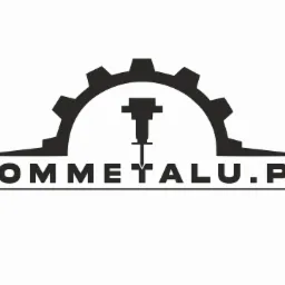 Logo firmy DOMMETALU.PL przedstawiające zarys przekładni z narzędziem w środku.