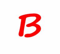 Czerwona, ręcznie rysowana litera 'B' na białym tle. Prosty, minimalistyczny design, potencjalny element identyfikacji wizualnej marki.