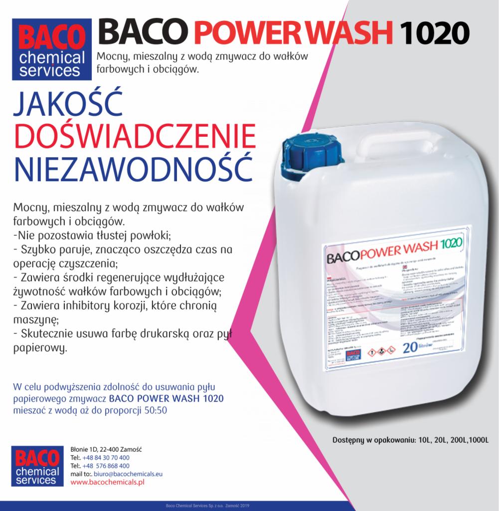 Kanister z niebieską nakrętką zawierający zmywacz do wałków farbowych i obciągów, prezentowany na neutralnym tle z widocznym logo i informacjami o produkcie.