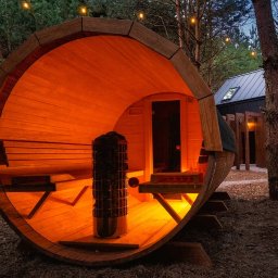 Sauna Ogrodowa BIBERHAUS - Przed domem Nowy Targ