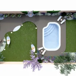 Projekt ogrodu z basenem.