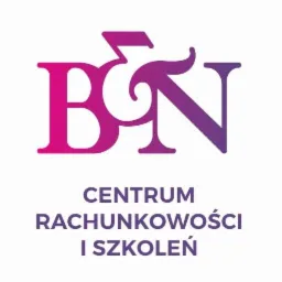 Logo firmy 'B&N Centrum Rachunkowości i Szkoleń' w odcieniach fioletu i r&oacute;żu, na białym tle.