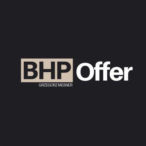 Logo firmy BHP Offer Grzegorz Mesner na czarnym tle.