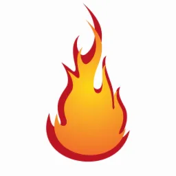 Grafika wektorowa: płomień z czerwonym obrysem i gradientem od żółtego do pomarańczowego, symbolizujący ciepło lub energię na białym tle.