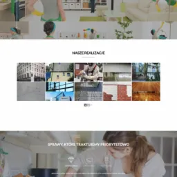 Strona internetowa firmy Ztira Group prezentująca usługi sprzątające, alpinistyczne i DDD, z logiem firmy, sekcjami 'O nas', 'Nasze realizacje' i danymi kontaktowymi.