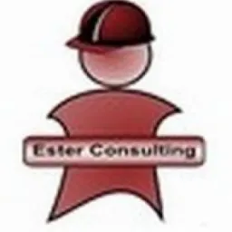 Logo firmy Ester Consulting przedstawiające schematyczną postać w kasku budowlanym.