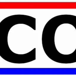 Logo firmy EL-CORD z czarnym napisem na białym tle, obramowane czerwoną linią u góry i niebieską u dołu.