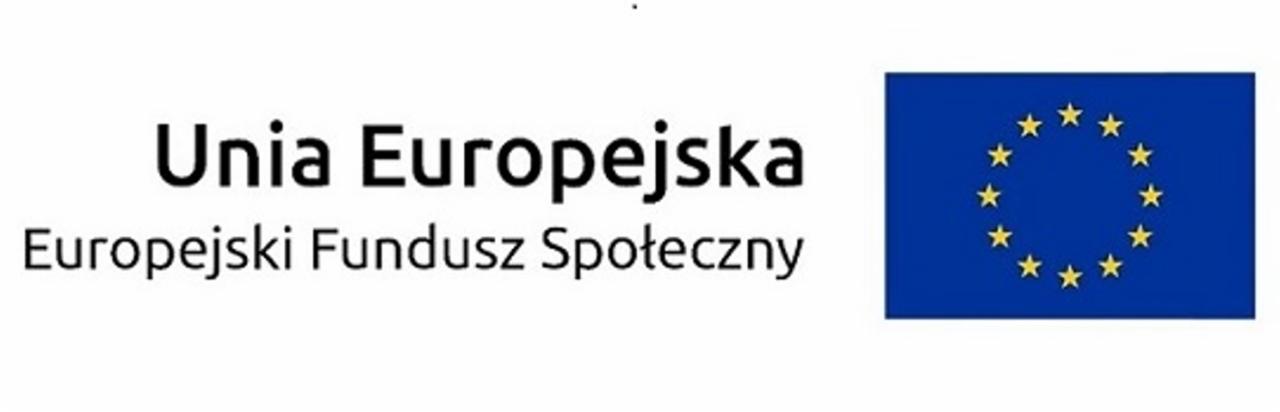 Logo Unii Europejskiej i Europejskiego Funduszu Społecznego, flaga UE z gwiazdami na niebieskim tle.