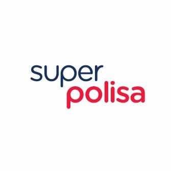 Logo firmy ubezpieczeniowej Super Polisa. Napis 'super' w kolorze granatowym, a 'polisa' w kolorze czerwonym, umieszczone ukośnie względem siebie na białym tle.
