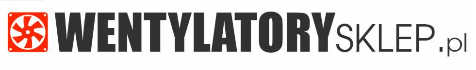 Logo sklepu internetowego z wentylatorami, z graficznym symbolem wentylatora w kolorze czerwonym po lewej stronie i napisem 'WENTYLATORY SKLEP .pl' w kolorze grafitowym po prawej stronie.
