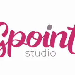 Logo Gpoint Studio w kolorze fuksji, z szarym napisem 'studio' pod spodem, na białym tle.