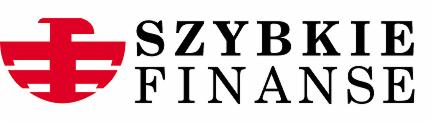 Logo firmy 'Szybkie Finanse' z czerwonym symbolem graficznym po lewej stronie i tekstem w kolorze czarnym po prawej.