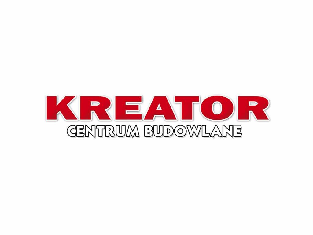 Logo firmy budowlanej Kreator Centrum Budowlane w kolorze czerwonym na białym tle.