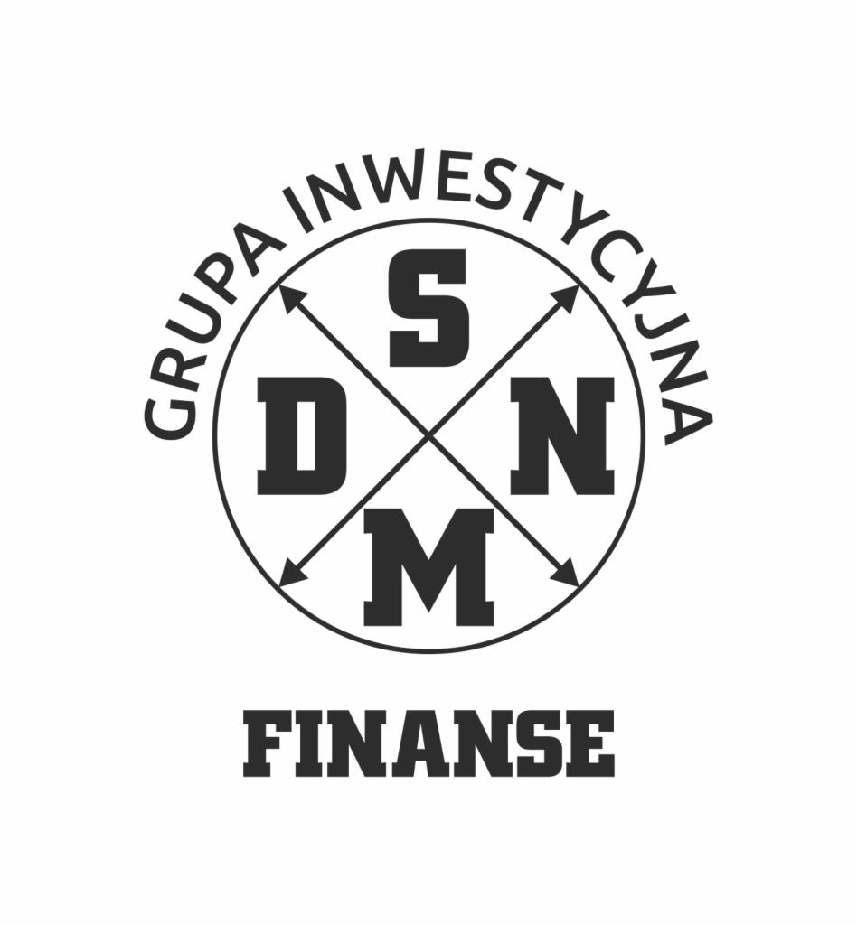Logo Grupy Inwestycyjnej SDNM Finanse w okręgu z przecinającymi się strzałkami.