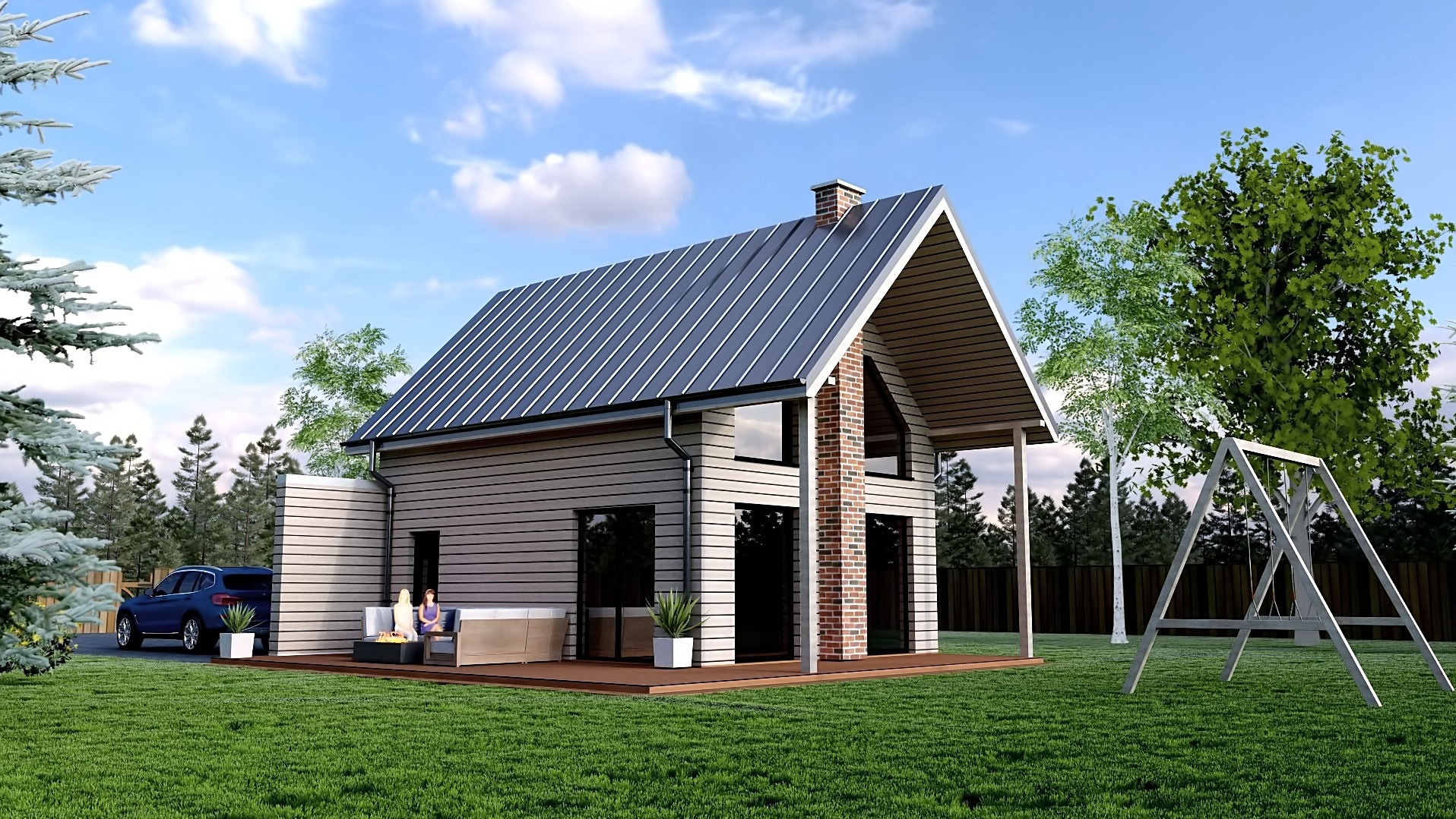 Projekt domu letniskowego w technologii szkieletowej drewnianej