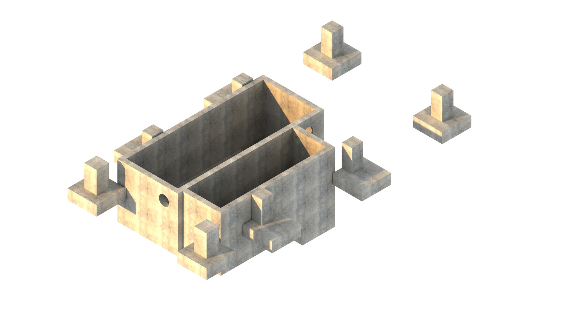 Projekt wykonawczy konstrukcji zbiornika wody oczyszczonej dla budynku stacji uzdatniania wody.