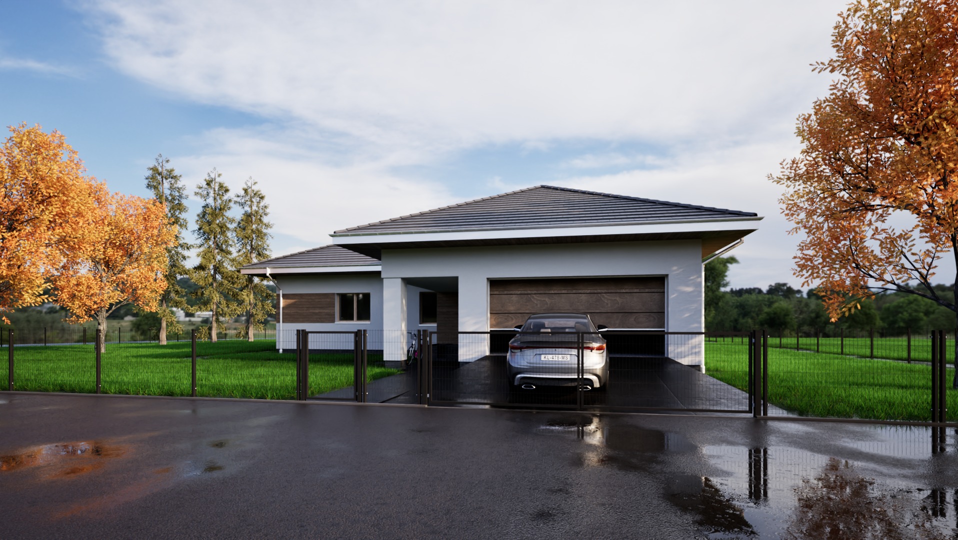 Projekt domu jednorodzinnego w technologii murowanej z dachem wielospadowym.