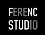 Czarne tło z białym napisem 'FERENC STUDIO', gdzie litery 'FER' są szare.