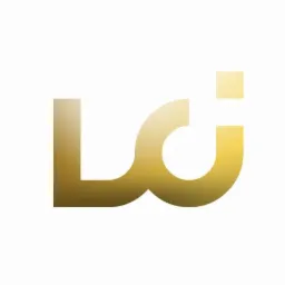 Złote logo firmy z literami L, C i I na białym tle, gradient od ciemnego do jasnego złota, nowoczesny design.