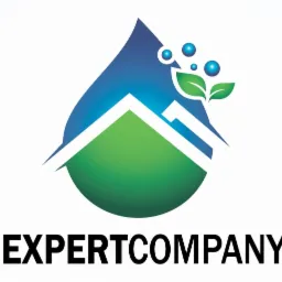 Logo firmy ExpertCompany: kropla wody w odcieniach niebieskiego i zieleni, symbolizująca czystość i ekologię, z liśćmi i bąbelkami. Czarny napis EXPERTCOMPANY.