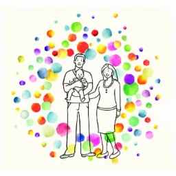 Ilustracja rodziny z dzieckiem na tle kolorowych kropek, z hasłem 'Ochrona Jutra' i logo Nationale Nederlanden, promująca ubezpieczenie ochronno-inwestycyjne.