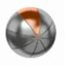 Grafika wektorowa przedstawiająca metaliczną kulę z częściowo otwartą, brązową przesłoną.