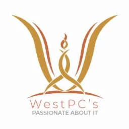 Logo firmy WestPC's z motywem płomienia i hasłem 'Passionate About IT' na białym tle.