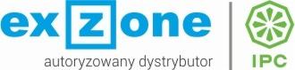 Logo firmy Ex Zone, autoryzowanego dystrybutora IPC, z zielonym symbolem IPC po prawej stronie.