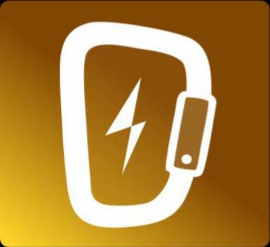 Stylizowane logo przedstawiające biały karabińczyk z symbolem błyskawicy wewnątrz, na złotym tle z gradientem.