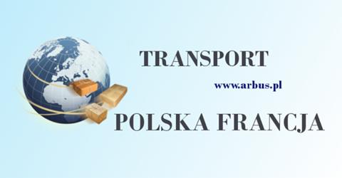 Grafika przedstawia globus z trzema paczkami, napis TRANSPORT, adres strony internetowej www.arbus.pl oraz napis POLSKA FRANCJA.