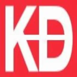 Logo firmy z białymi literami KD na czerwonym tle.