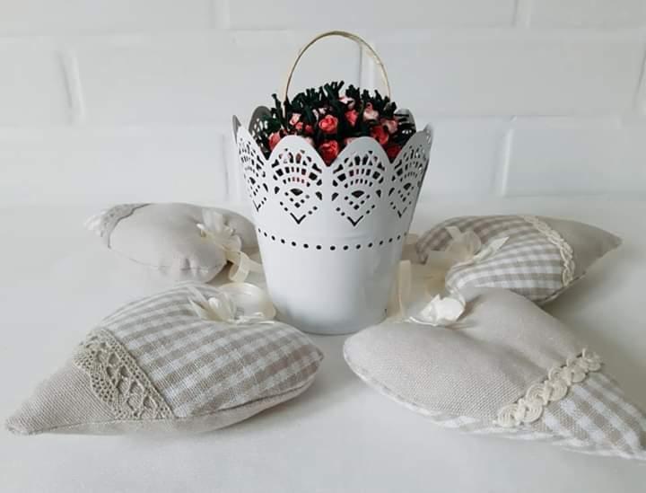 serduszka materiałowe/ textile hearts