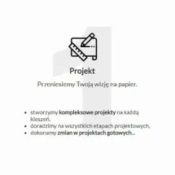 Ikona projektu: ołówek, linijka i zwinięty plan na białym tle z napisem Projekt.