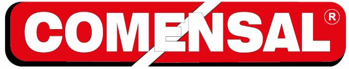 Logo firmy Comensal na czerwonym tle z białym napisem i znakiem zastrzeżonym.