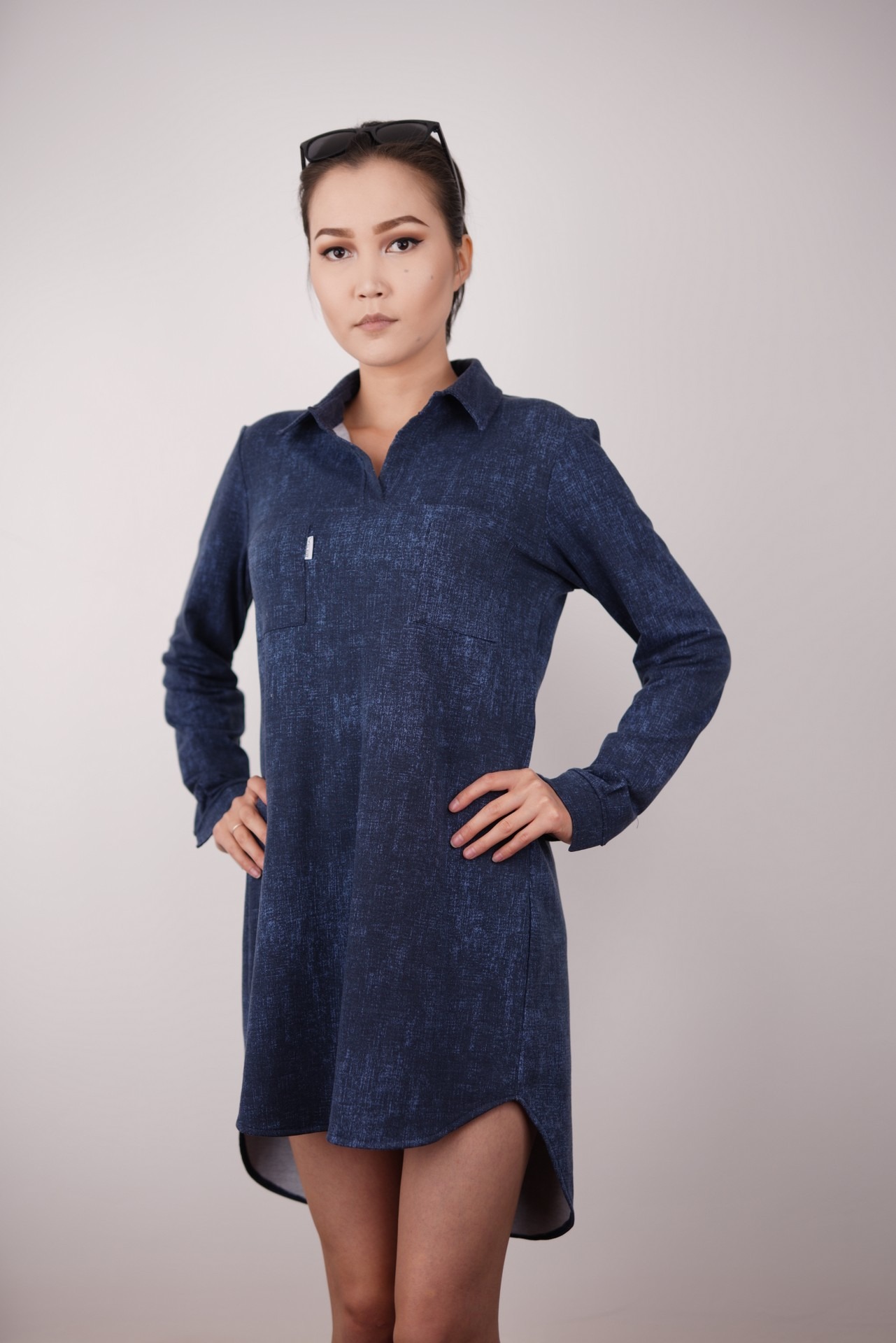 Koszula- Sukienka z Dłuższym Tyłem