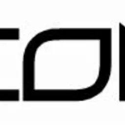 Czarno-białe logo firmy o nazwie ICON, z charakterystyczną literą 'O' w kształcie zaokrąglonego kwadratu z wyciętym wnętrzem.