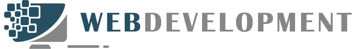 Grafika wektorowa przedstawiająca logo firmy zajmującej się tworzeniem stron, z motywem monitora i pikseli oraz napisem 'WEB DEVELOPMENT'.