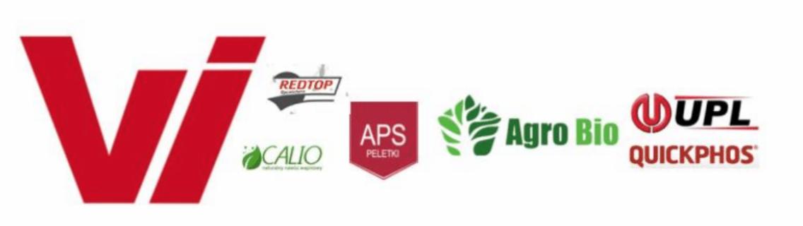 Kompozycja logotypów firm z branży rolniczej, w tym Redtop, Calio, APS Peletki, Agro Bio i UPL Quickphos.