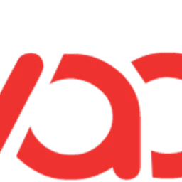 Czerwony, abstrakcyjny kształt logo na białym tle.